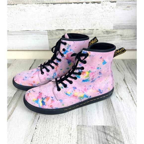 Dr. Martens Women’s 9 Pink Purple 1460 Pascal Confetti Suede Lace-Up Combat Boot - Picture 2 of 10